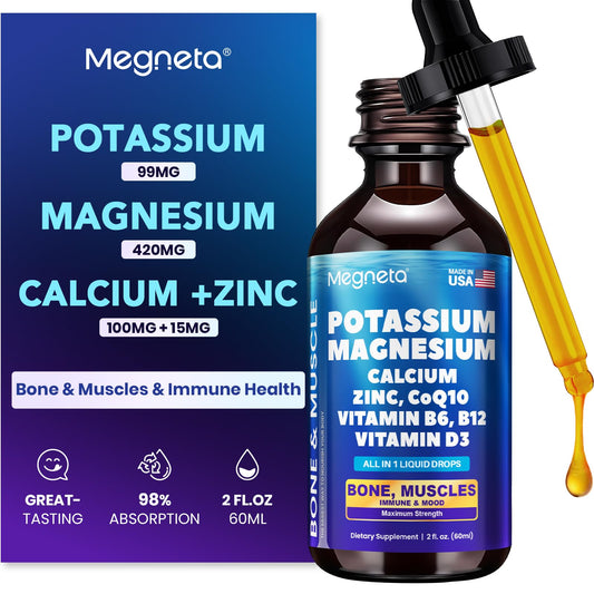 Potassium, Magnesium, Calcium, Zinc liquid complex 2oz bottle front view