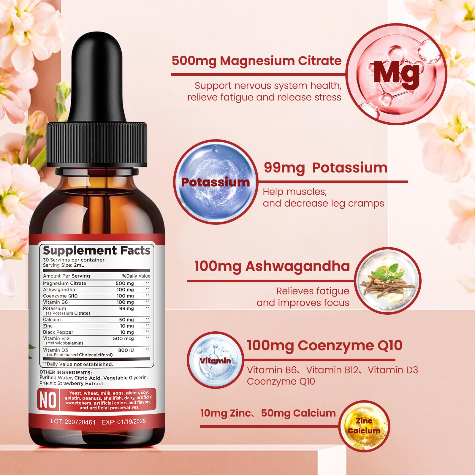 Ingredient details visual for potassium magnesium citrate drops