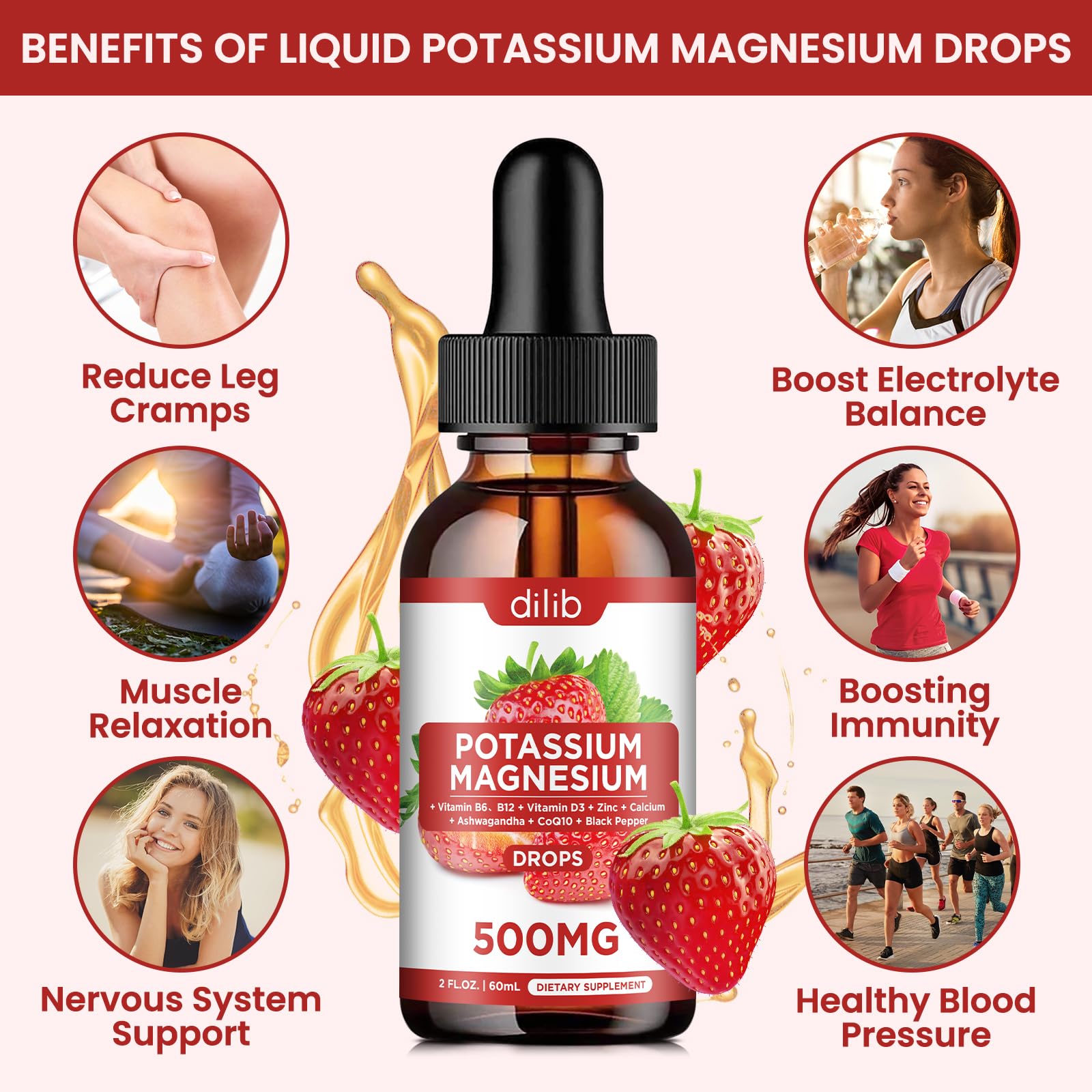 Strawberry flavor liquid drops bottle illustration