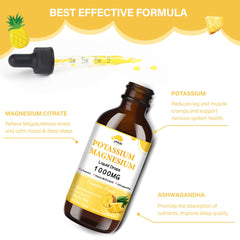 Close-up of pineapple-flavored liquid drops bottle