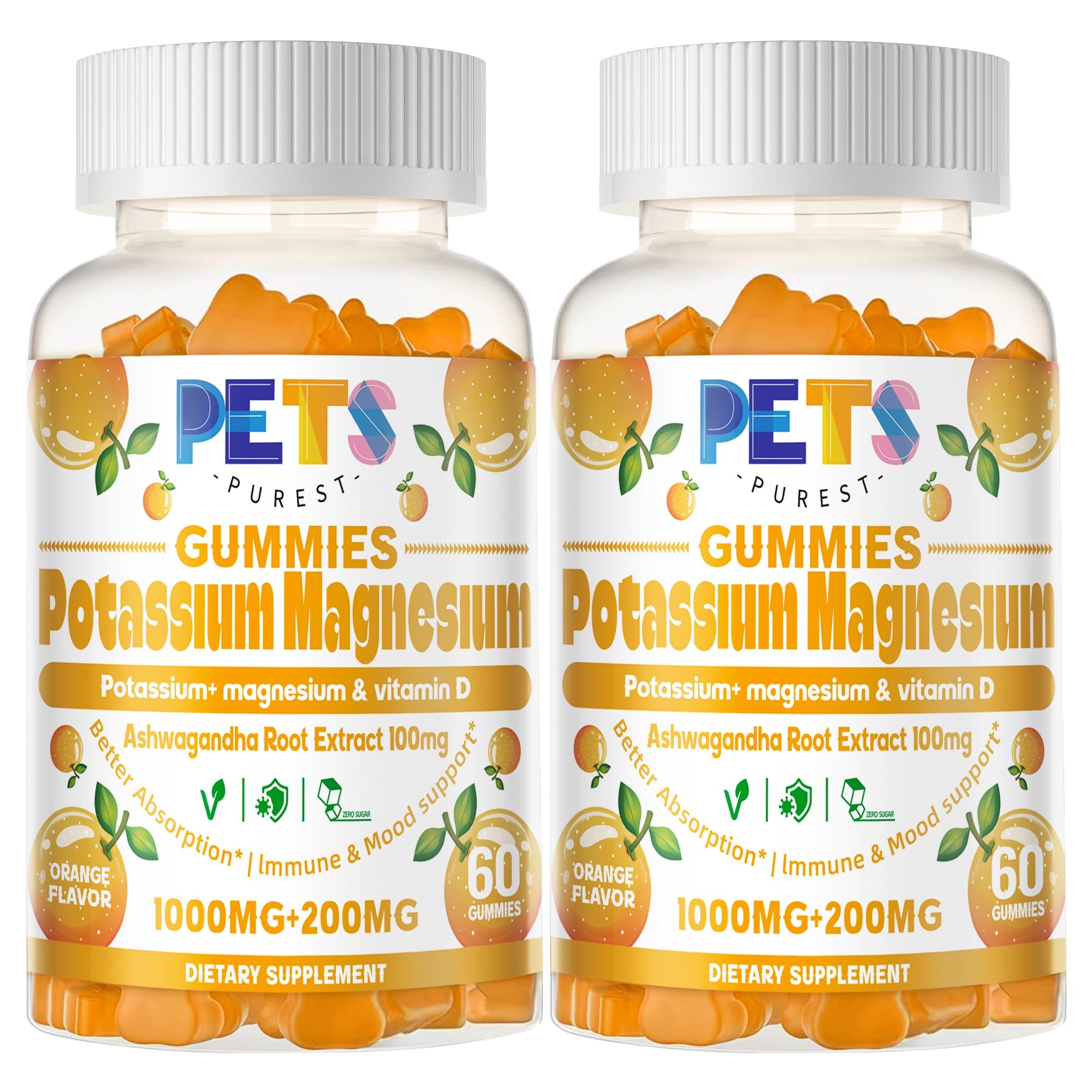 Potassium Magnesium Gummies bottle on kitchen counter