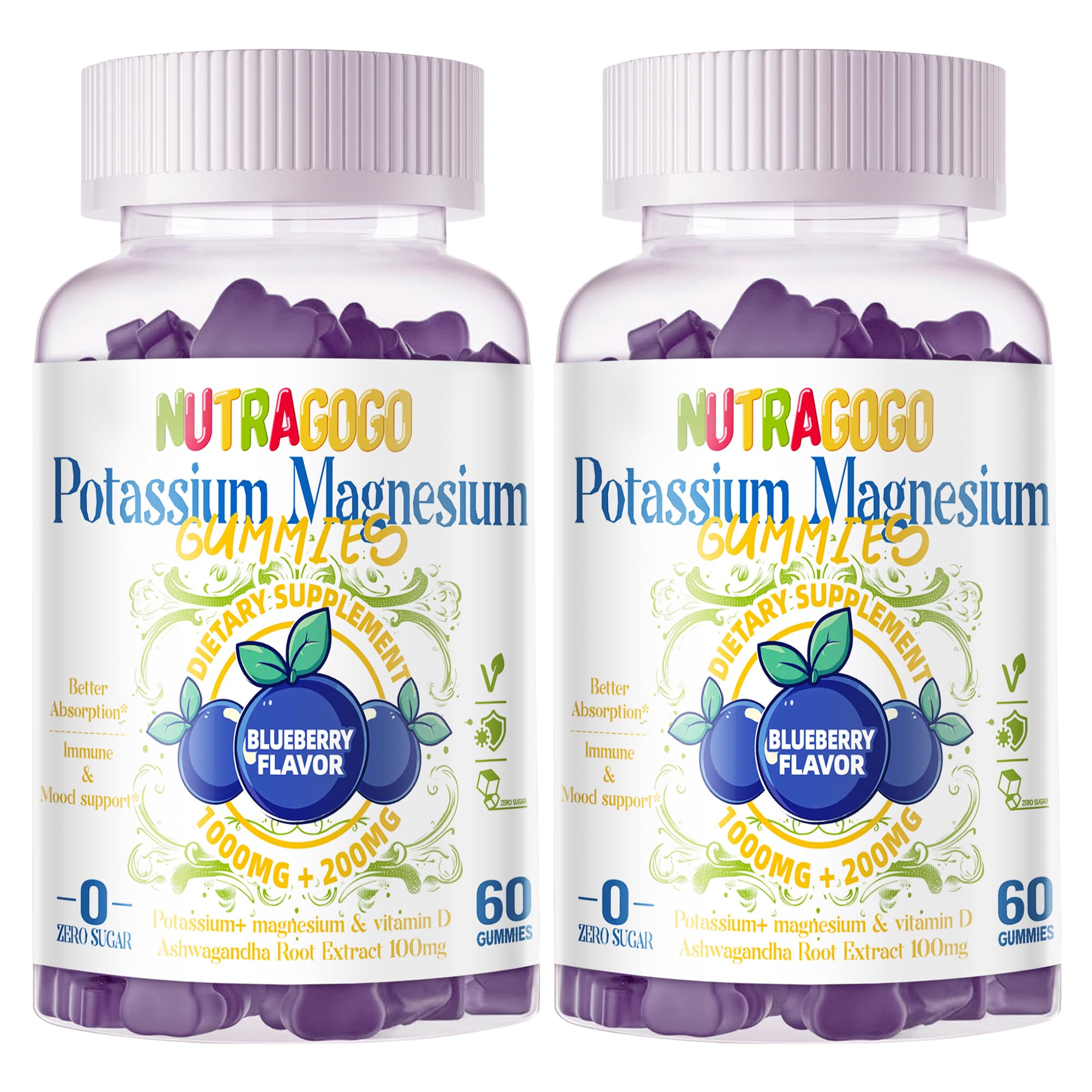Potassium Magnesium Gummies bottle and label
