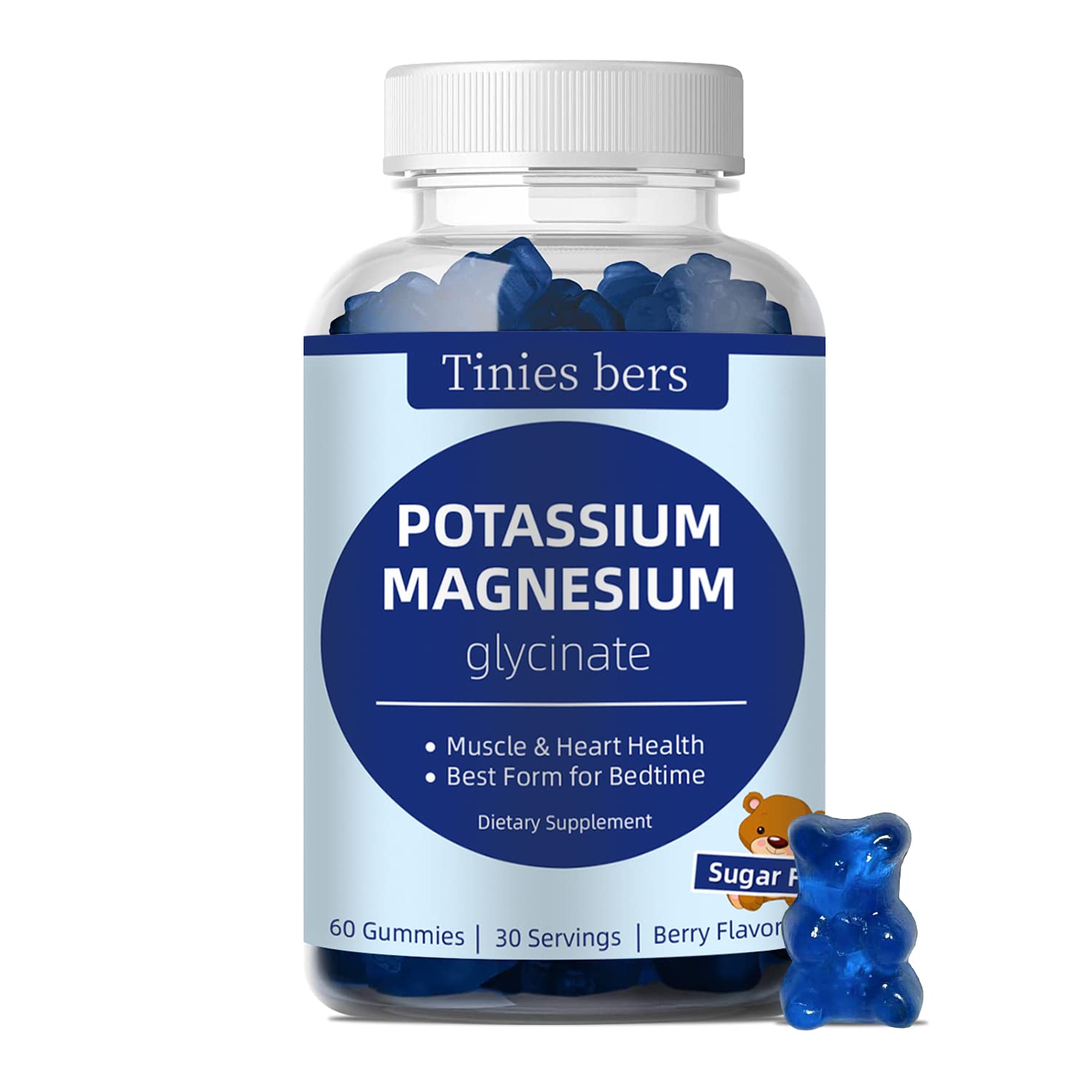 Berry flavor potassium magnesium gummies label
