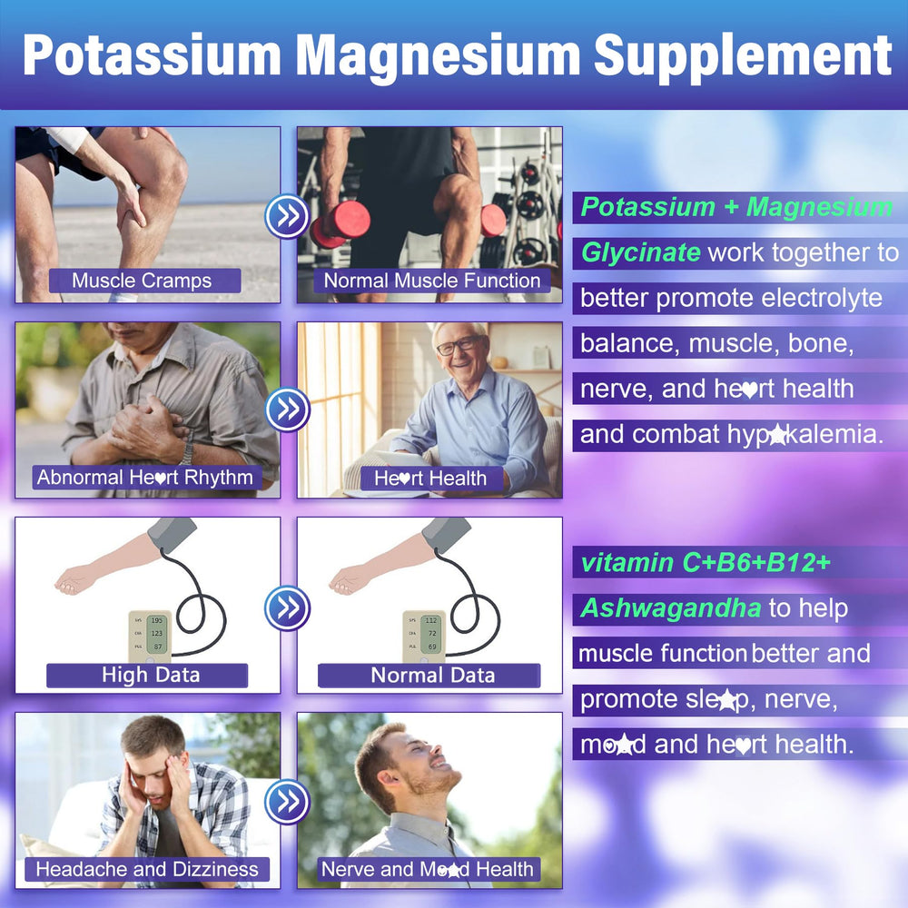 Close-up of ingredients including potassium, magnesium glycinate and ashwagandha