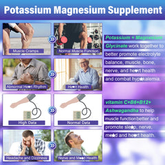 Close-up of ingredients including potassium, magnesium glycinate and ashwagandha