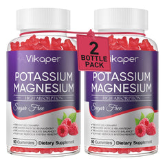Potassium Magnesium Gummies Raspberry flavor bottle label
