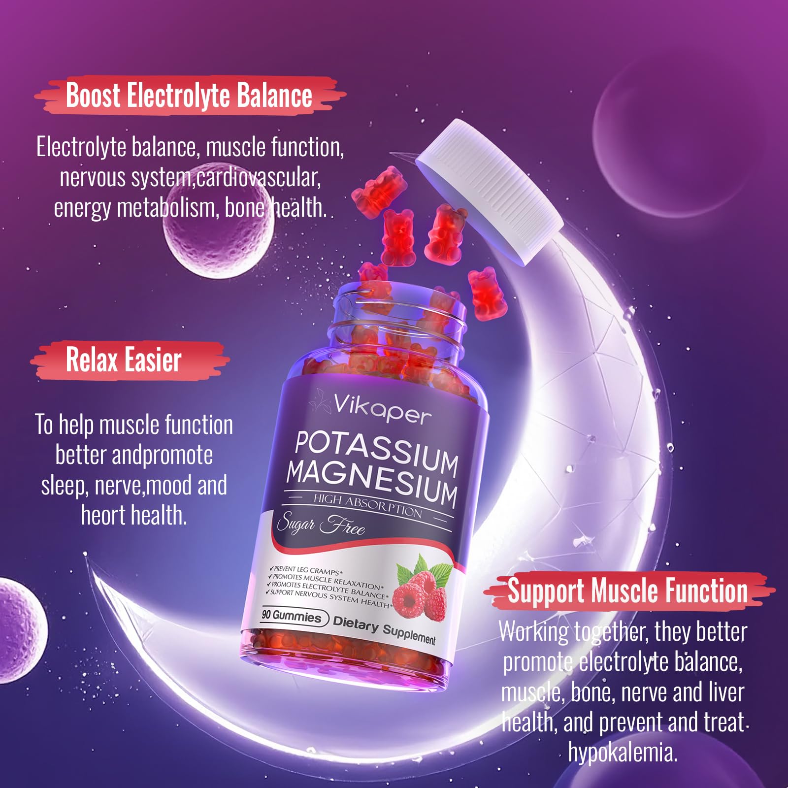 Ingredients panel for Potassium Magnesium Gummies Raspberry