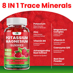 Chewable potassium magnesium raspberry gummies