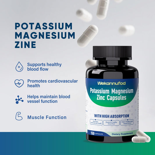 Close-up view of Potassium Magnesium Supplement capsules