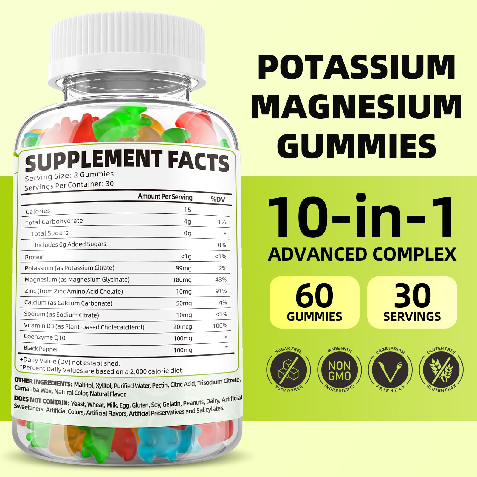 Bottle of Potassium Magnesium Gummies for adults and kids
