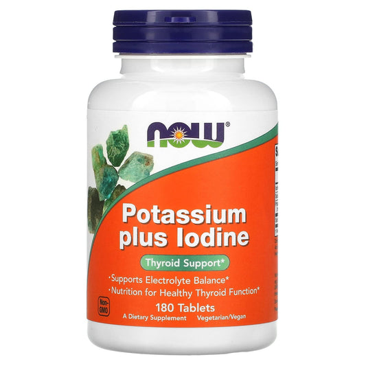 Potassium plus iodine 180 tablets by Now Foods – label side