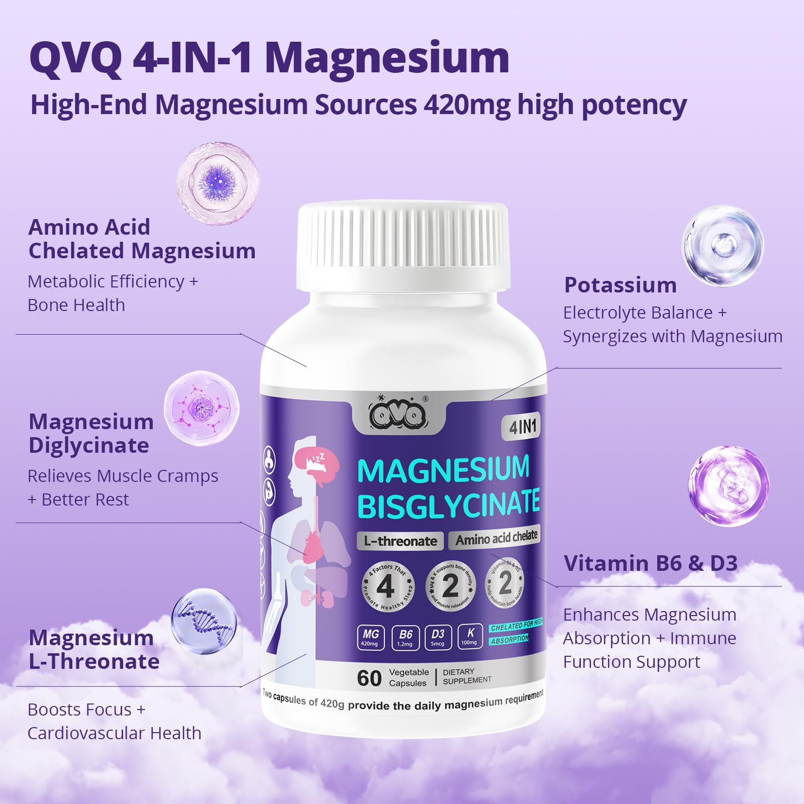 Label showing potassium, vitamins B6 and D3 in the formula