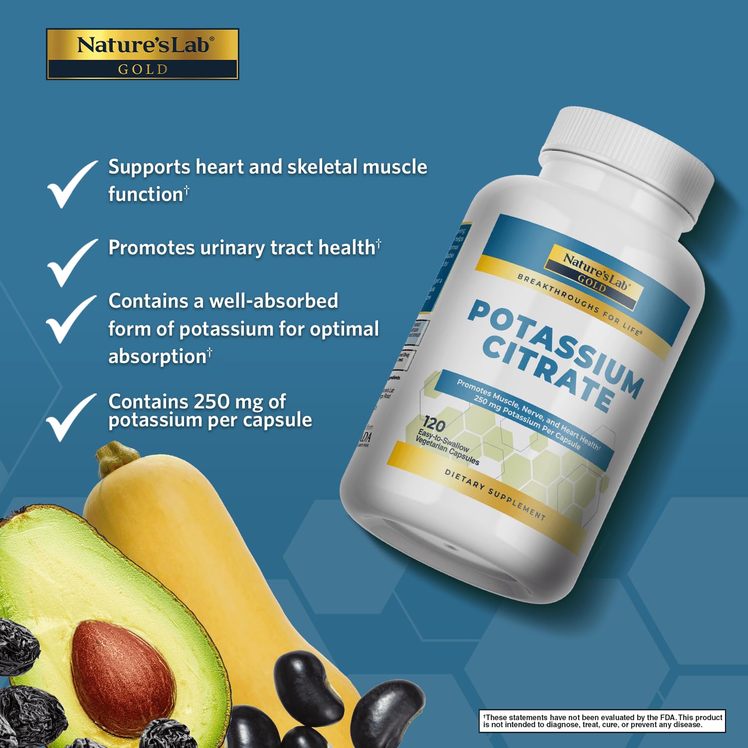 Close-up of potassium citrate capsules