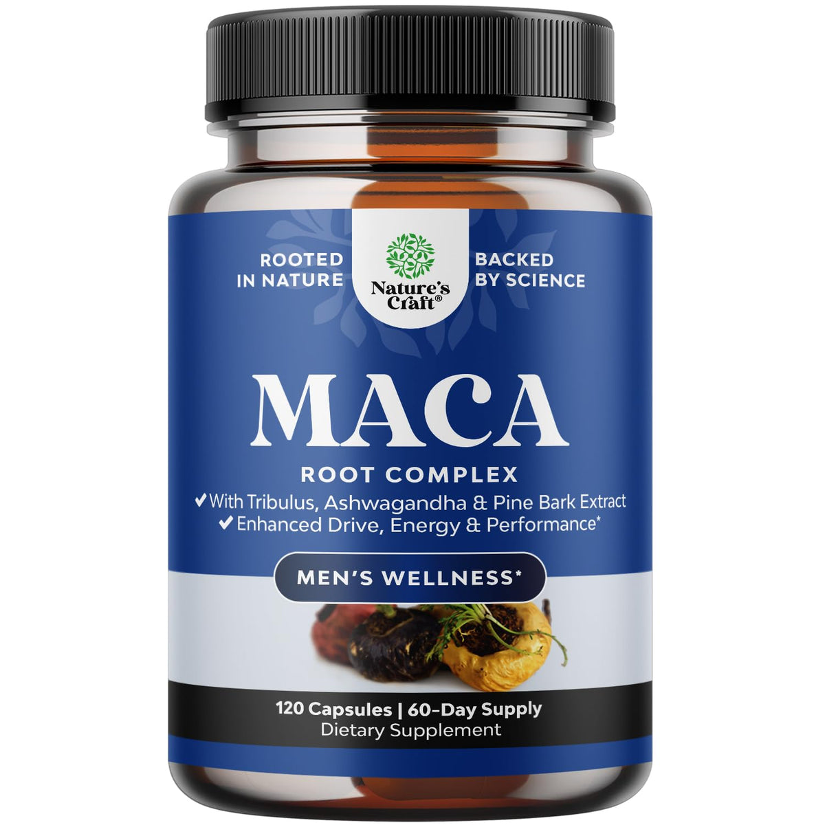 Potent Black Maca Root Capsules bottle - front view
