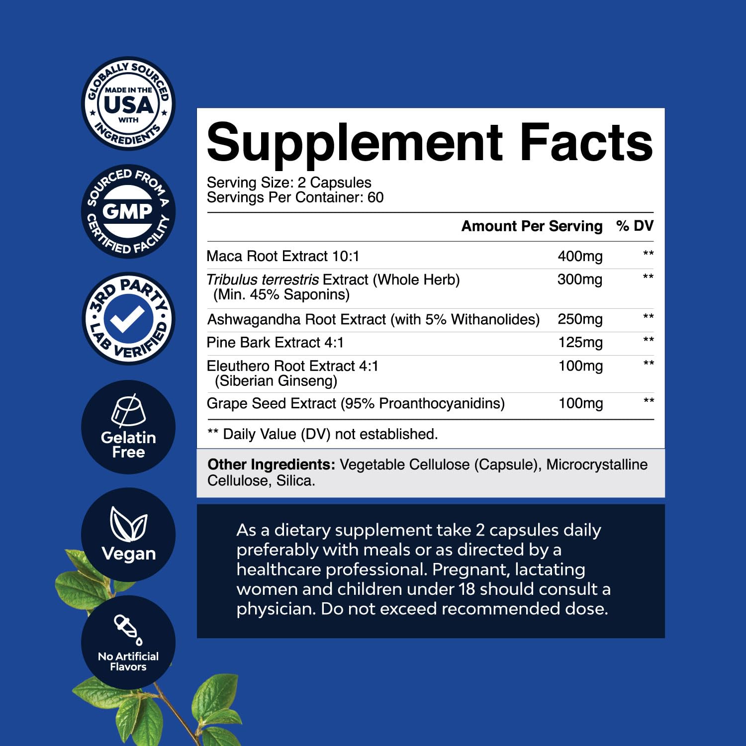 Packaging for Potent Black Maca Root Capsules