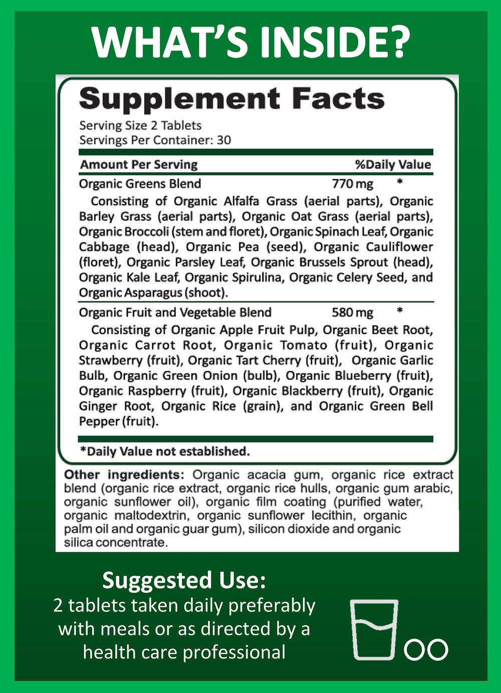Back of label with ingredients and nutrition information