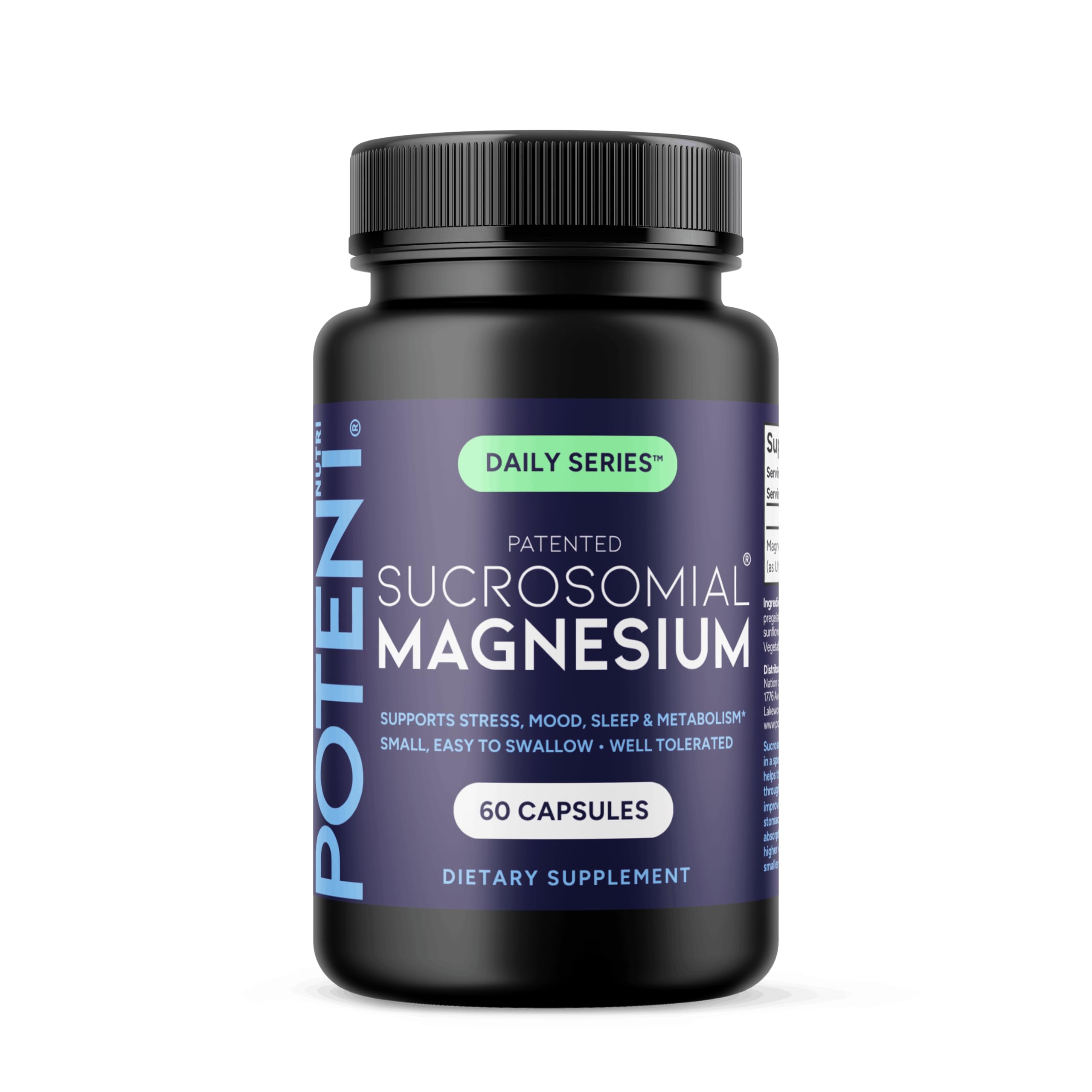 Bottle of Potent Nutri Sucrosomial Magnesium 60 vegan capsules
