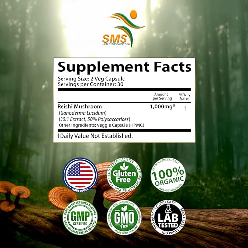 Reishi Ganoderma Lucidum 15:1 extract capsules close up