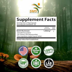 Reishi Ganoderma Lucidum 15:1 extract capsules close up