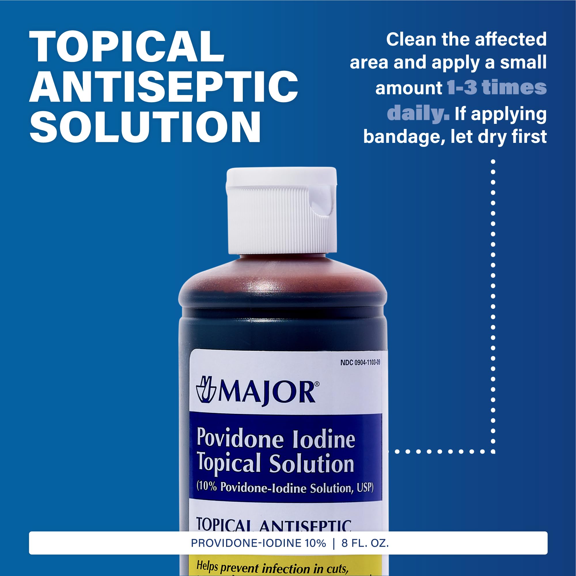 Povidone-iodine topical antiseptic for minor burns and wounds