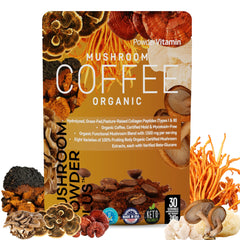 PowderVitamin Organic Mushroom Coffee canister with Grass-Fed Collagen