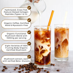 Grass-Fed Collagen Types I & III bottle beside coffee