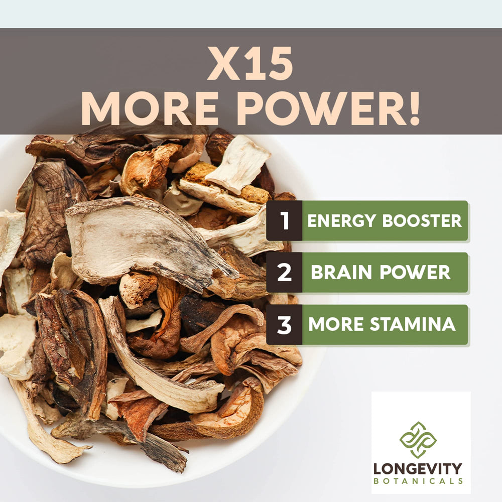 Cordyceps and Turkey Tail mushrooms in Power 15