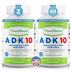 Front view of Power By Naturals ADK 10 bottle