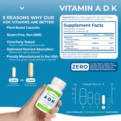 Close-up of dosage information for ADK supplement