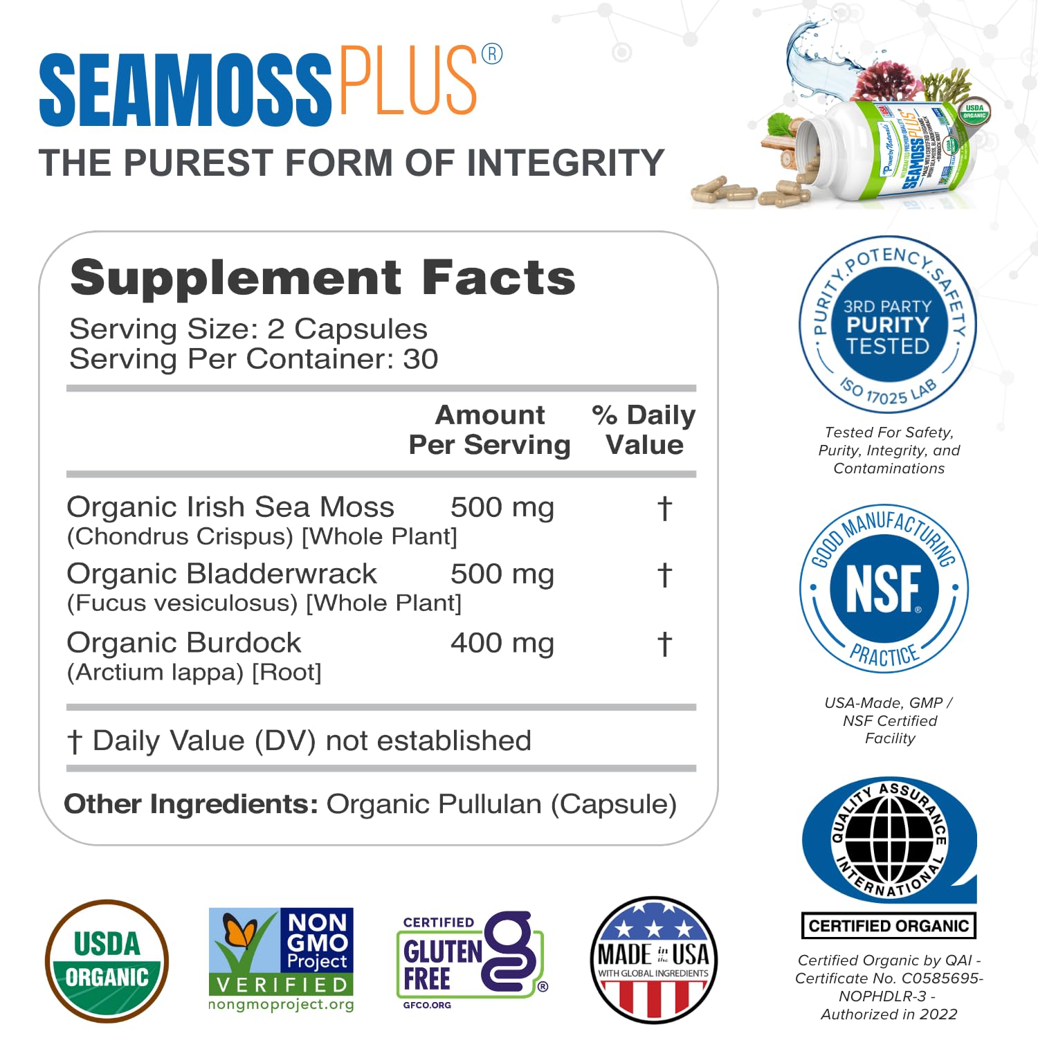 Power By Naturals Sea Moss Plus capsules ready for quick daily supplementation