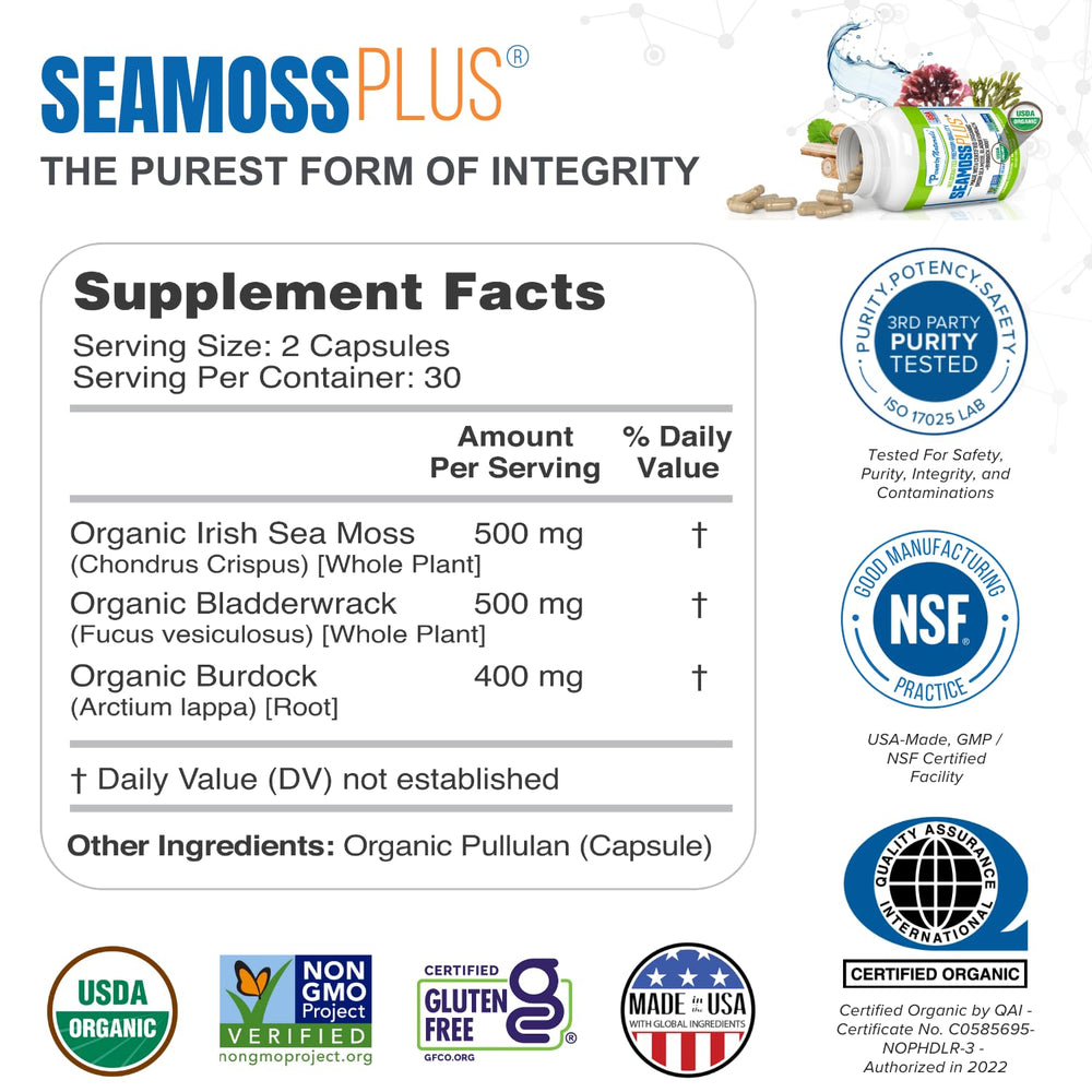 Power By Naturals Sea Moss Plus capsules ready for quick daily supplementation