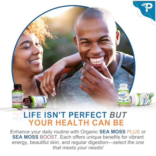 Power By Naturals Sea Moss Plus smoothie add-in option shown with beverages