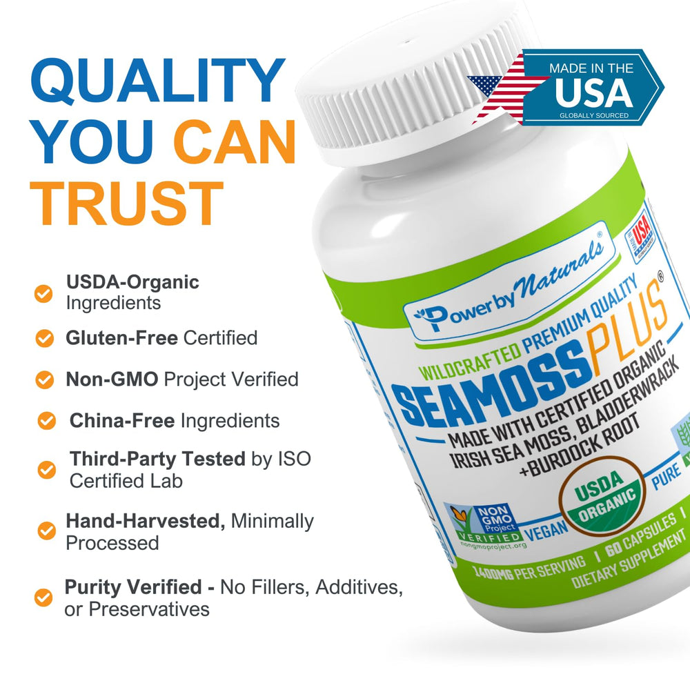 Vegan and gluten-free labeling on SeaMoss Plus
