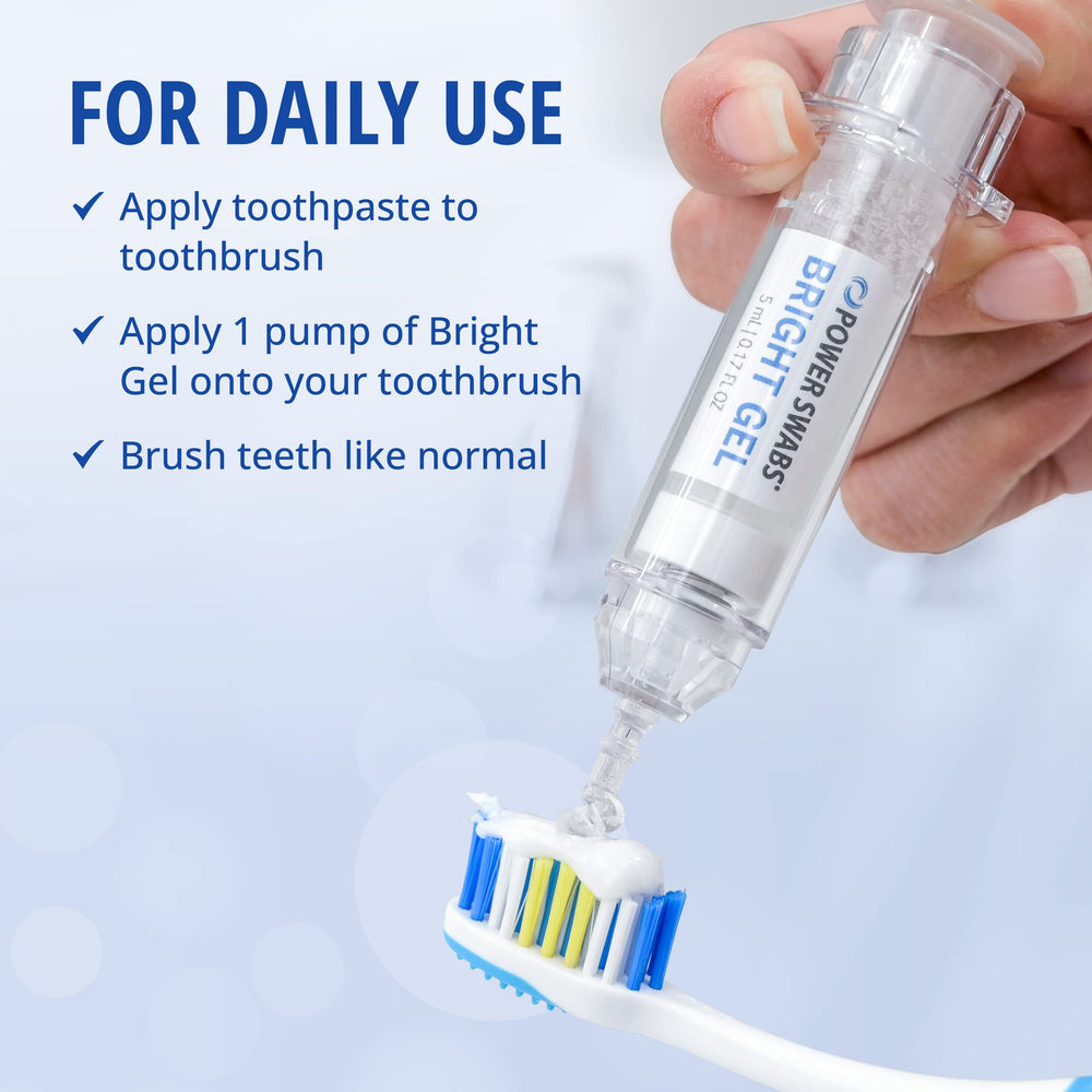 Bright, whiter smile after using Power Swabs Bright Gel