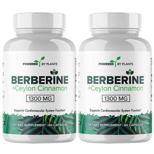 POWERED X PLANTS Berberine 1300mg with Cinnamon bottle - hero image