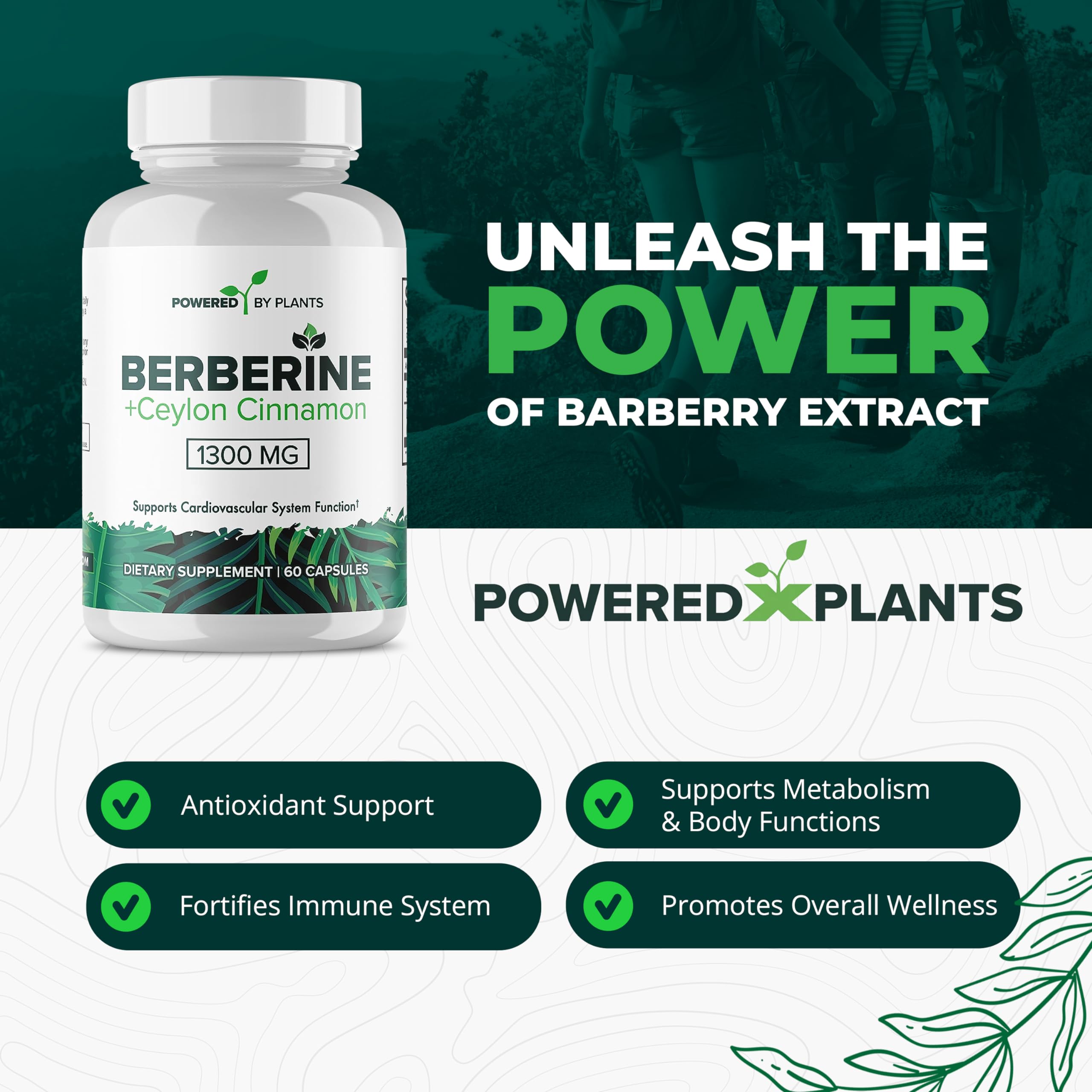 Two-pack POWERED X PLANTS Berberine bottles