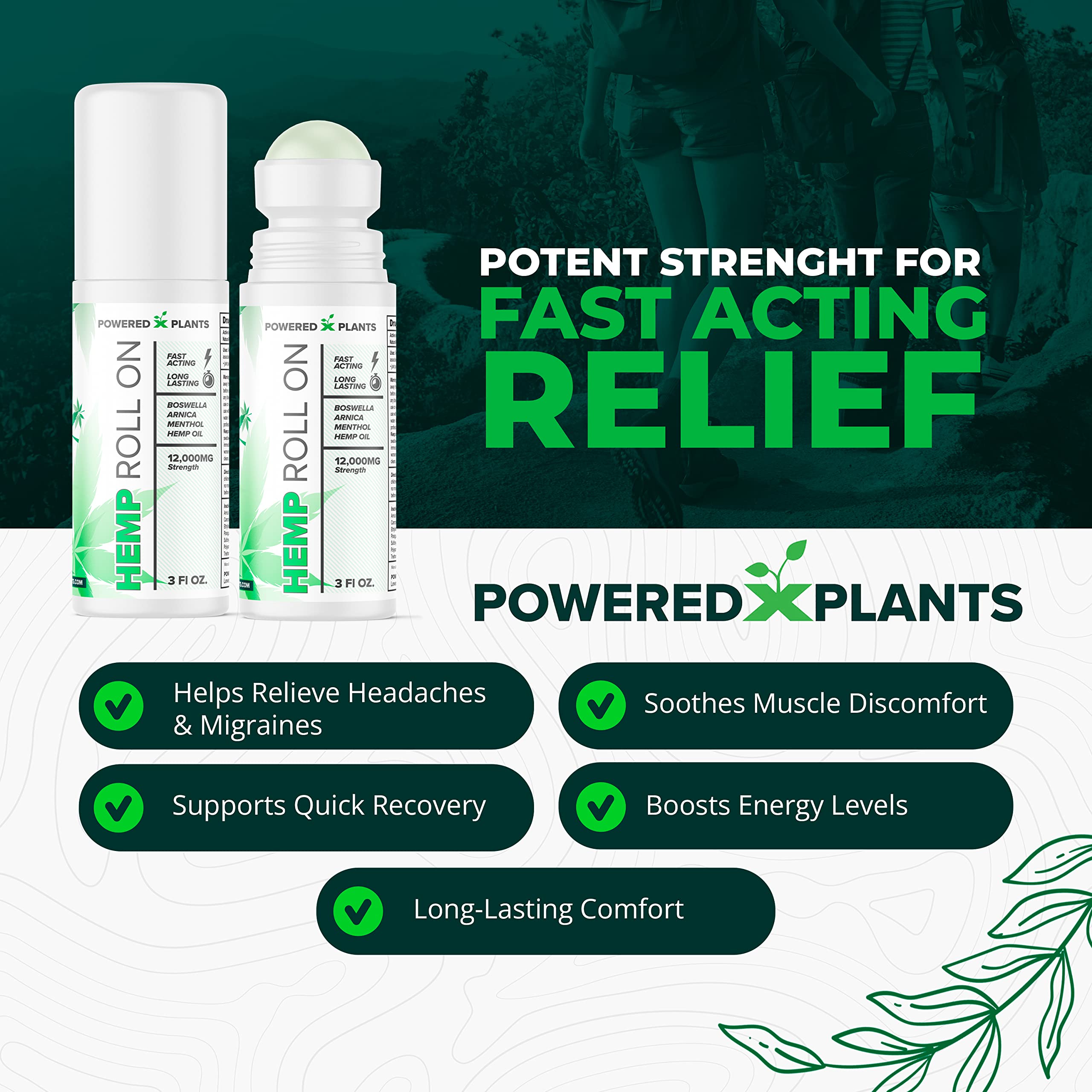 USA-made labeling on hemp oil roll-on bottle