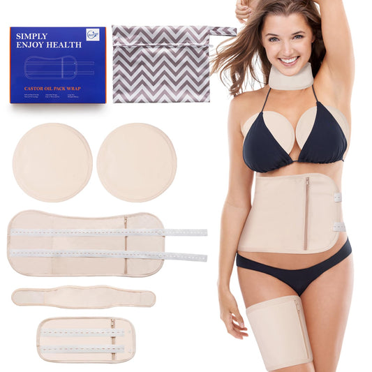 Six-piece cotton castor oil wrap kit