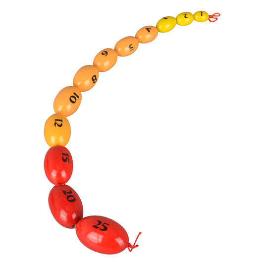 Close-up of the wooden beads used to measure testicular volume