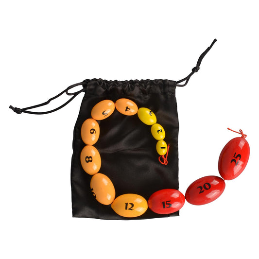 Full view of the Wooden Prader Orchidometer showing all beads