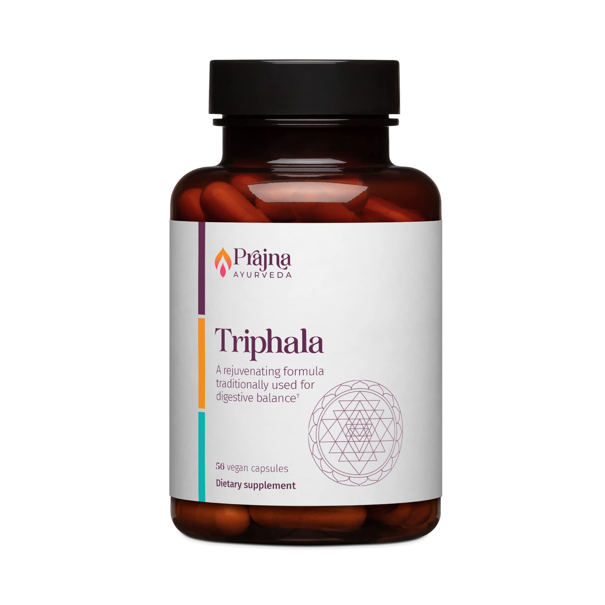 Prajna Triphala bottle with packaging and surface
