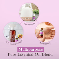 Good Samaritan essential oil bottle beside diffuser and candles