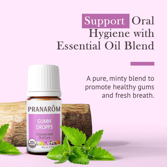 Gumm Dropps ingredients: peppermint, thyme, clove, lemon, cinnamon