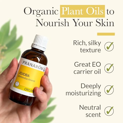 Pranarom Jojoba Virgin Oil on skin application shows fast-absorbing moisture.