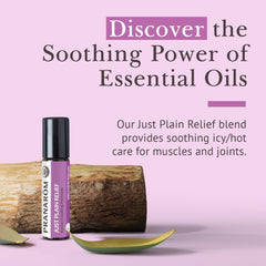 Close-up of Just Plain Relief label and certification