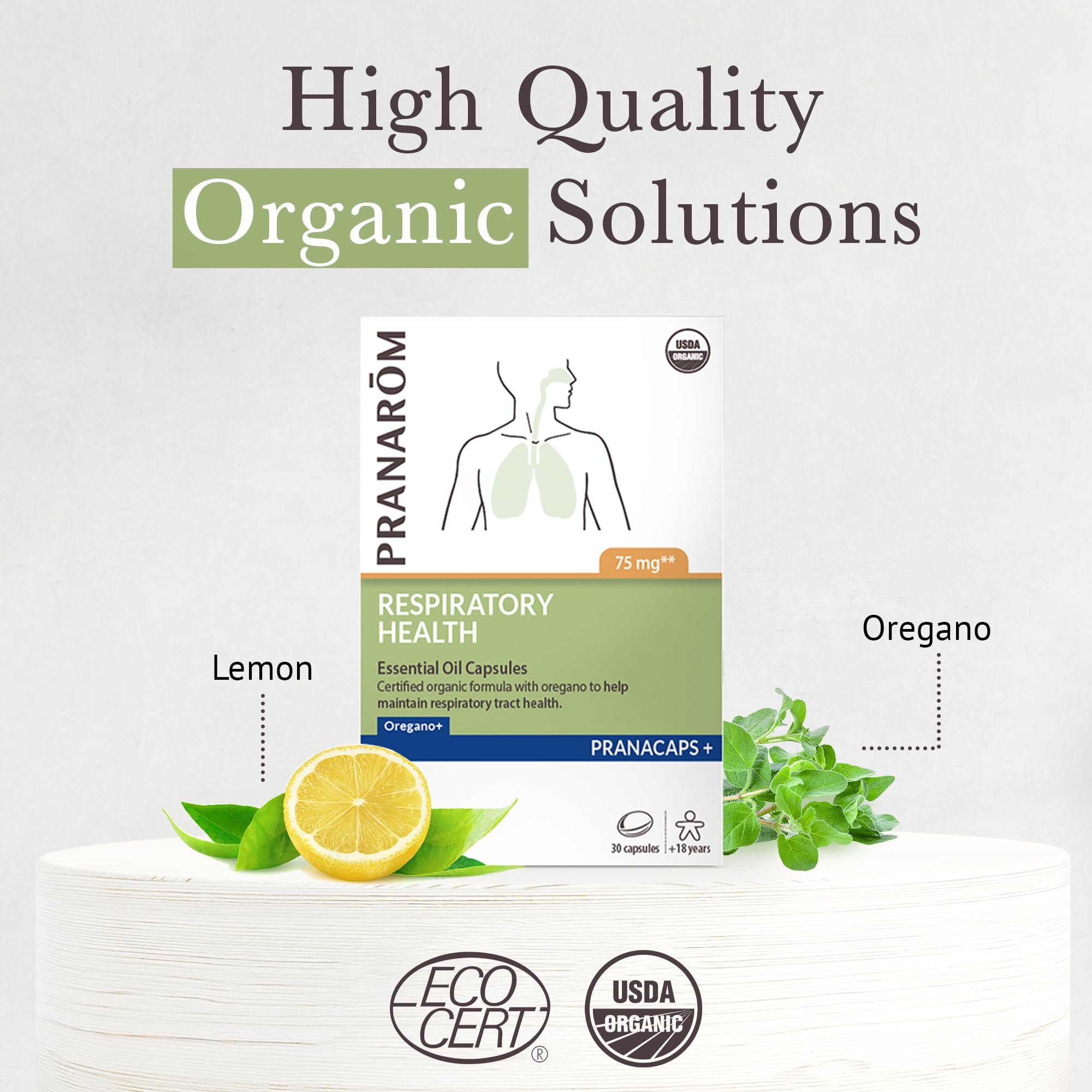 Organic oregano and lemon ingredients for Pranarom Pranacaps