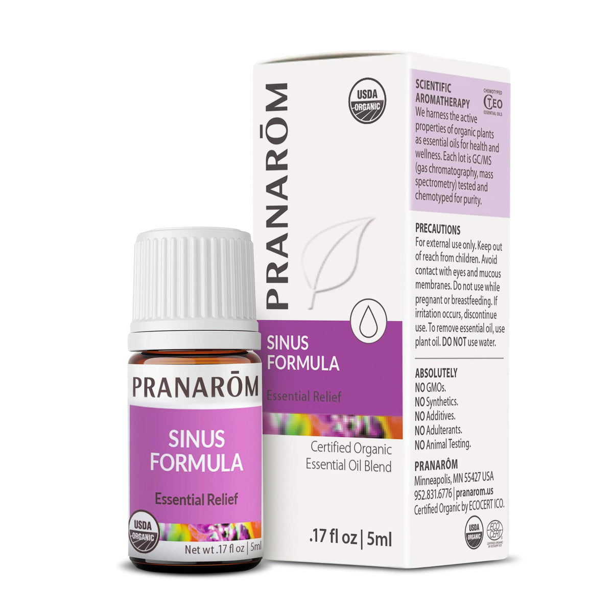 Pranarom Sinus Formula 5ml organic essential oil bottle