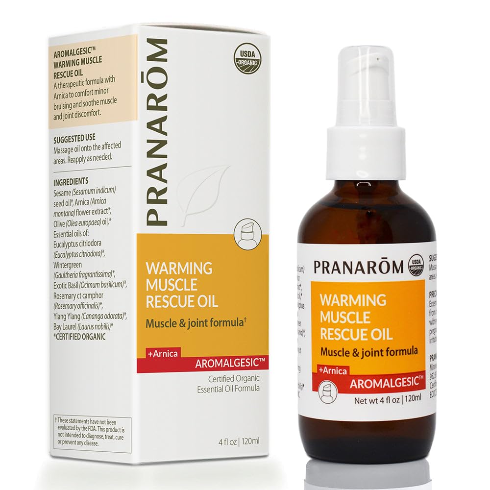 Pranarom Warming Muscle Rescue Oil 4oz front view