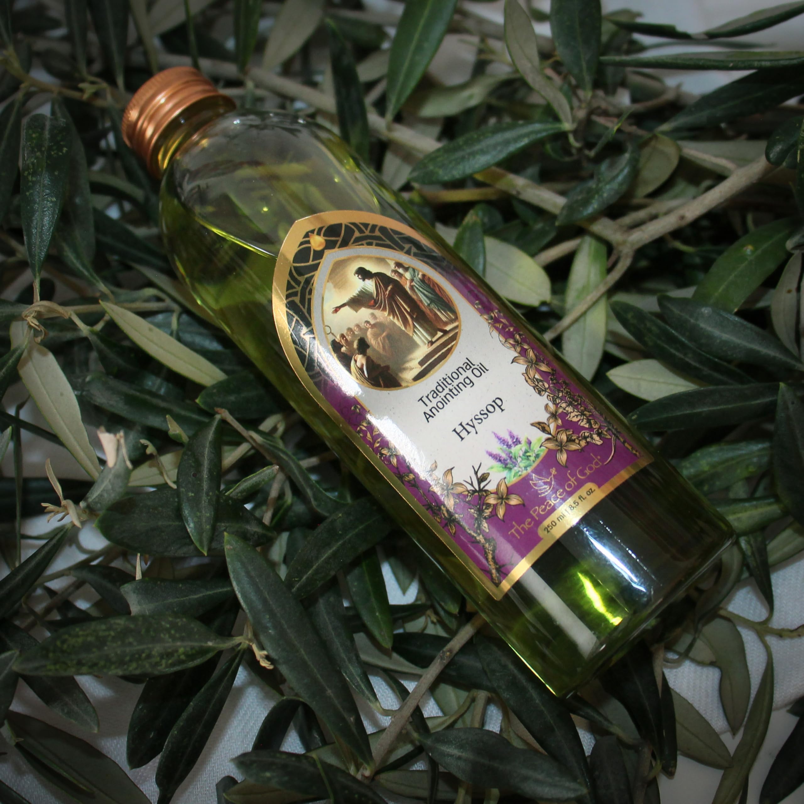 Prayer and meditation scene with hyssop oil in Israel