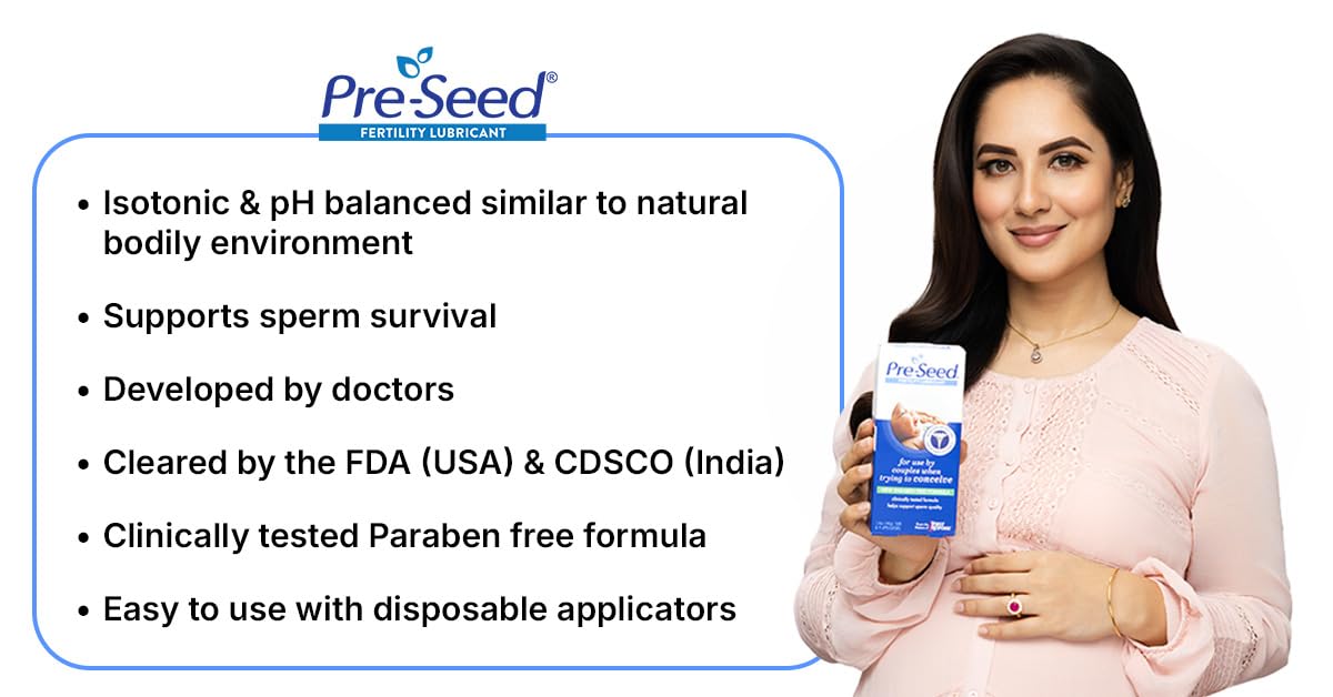 Pre-Seed internal application scene demonstrates placement for vaginal moisture.